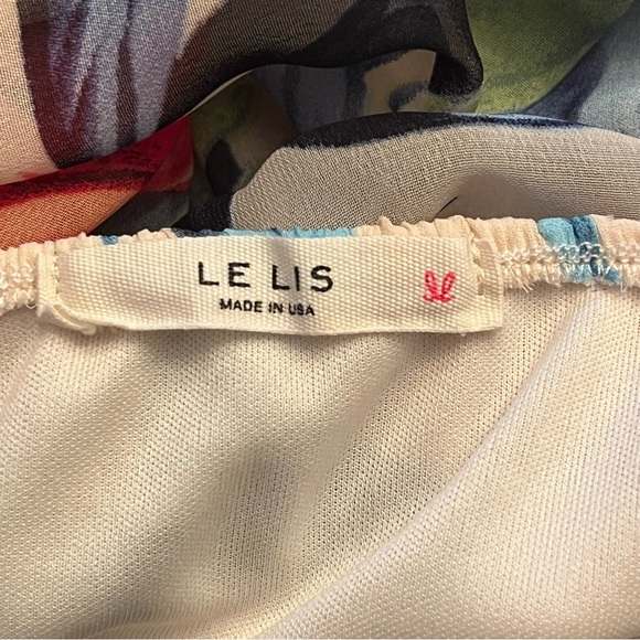 Le Lis Floral Maxi Dress Red Top Criss Cross Back Women’s Size L  Made In USA - Picture 5 of 8